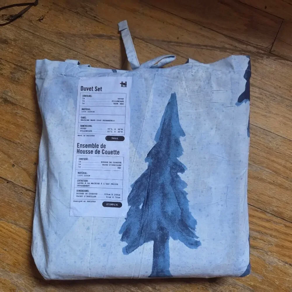 Urban Outfitters Blue Horses Tree Pattern Duvet Cover Sz Twin Xl With Sham